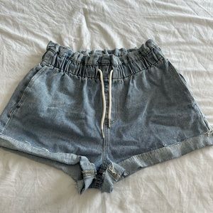 RSQ paper bag denim shorts